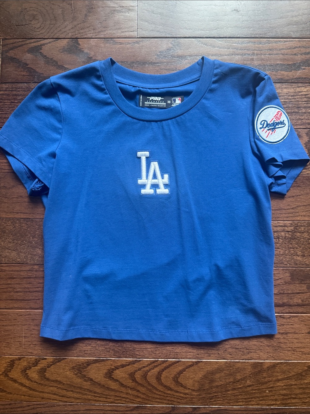 Women’s Royal Blue Dodgers Crop Top with Embroidered LA Logo